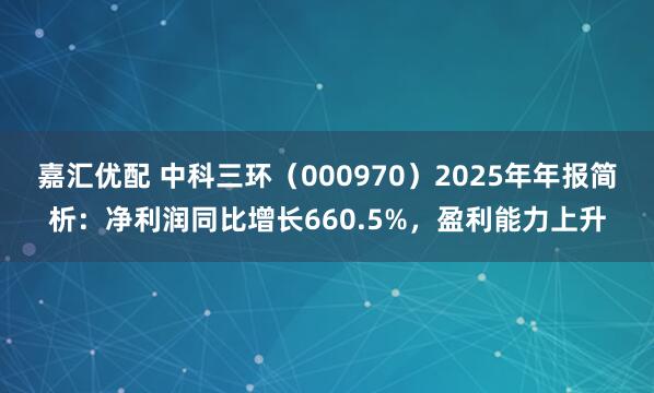 嘉汇优配 中科三环(000970)2025年年报简析:净利润同比增长660.5%,盈利能力上升