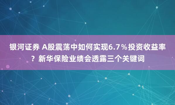 银河证券 A股震荡中如何实现6.7％投资收益率？新华保险业绩会透露三个关键词